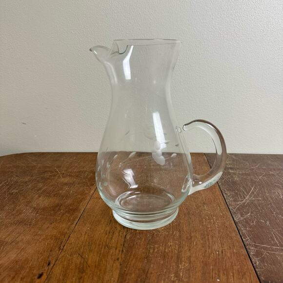 Princess House‎ Heritage Floral Etched Ice Lip Pitcher Blown Glass - Picture 7 of 10